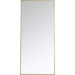 Elegant Lighting Modern Metal Frame Mirror, Rectangle 30", Brass Finish – Ideal for Vanity or Accent Wall - 1 of 4