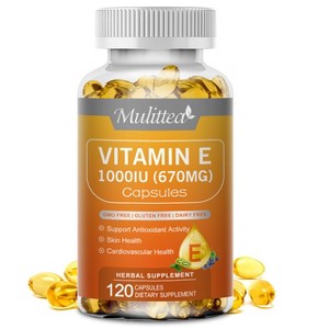 Mulittea Vitamin E 1000IU 670MG Capsules, Support Antioxidant & Immune, 120 Ct - 1 of 4