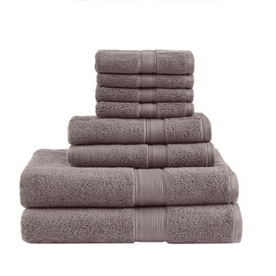 Vynxaria Brown 8 Piece Antimicrobial Cotton Towel Set