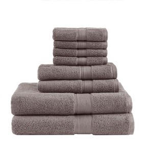 Vynxaria Brown 8 Piece Antimicrobial Cotton Towel Set - 1 of 4