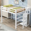 93.80"Full Size Loft Bed with Built-in Storage Wardrobe and Staircase, White - 3 of 4