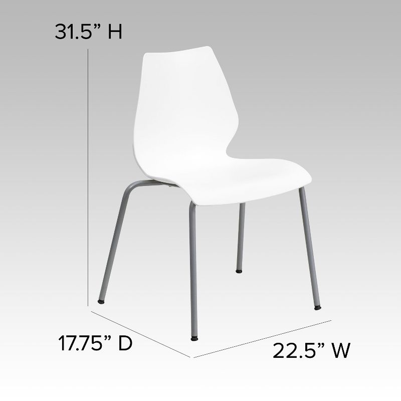 Flash Furniture HERCULES Series 770 lb. Capacity White Stack Chair with Lumbar Support and Silver Frame, 5 of 15