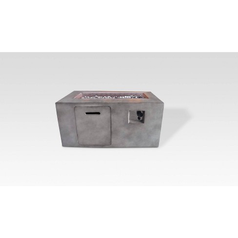 Kingston Cement Rectangle Outdoor Gas Fire Pit Gray Summerland