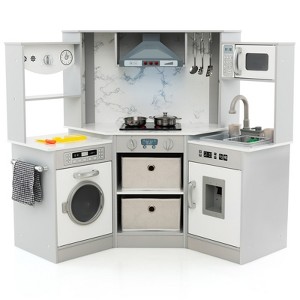 Infans Wooden Kids Play Corner Kitchen w/ Realistic Lights & Sounds Lighted Range Hood - 1 of 4