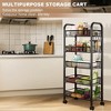 5-Tier Metal Rolling Storage Cart with 4 Lockable Wheels, Fruit & Vegetable Snack Organizer for Kitchen, Living Room, Bathroom - 4 of 4
