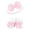Hudson Baby Infant Girl Headband and Socks Giftset, Blush White, One Size - 3 of 4