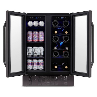 24" Black Stainless Steel Dual Zone Wine and Beverage Refrigerator