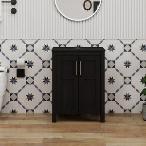 ELECWISH 24 in. W x 19 in. D x 36.4 in. H Freestanding Bath Vanity - 1 of 4