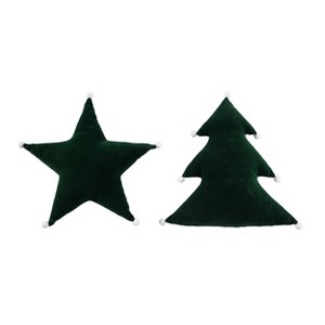 Transpac Small Velvet Shaped Holiday Pillow Set of 2 Christmas Home Decorations - 1 of 1