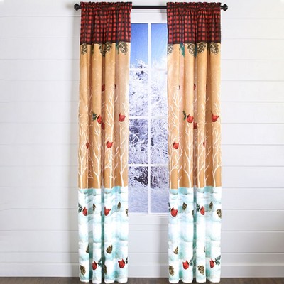 The Lakeside Collection Christmas Window Panel - Farmhouse Cardinal Curtains, Holiday Home Decor