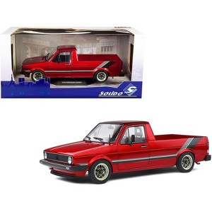 1982 Volkswagen MK1 Pickup Truck Custom Red Metallic with Stripes 1/18 Diecast Model Car by Solido - 1 of 4