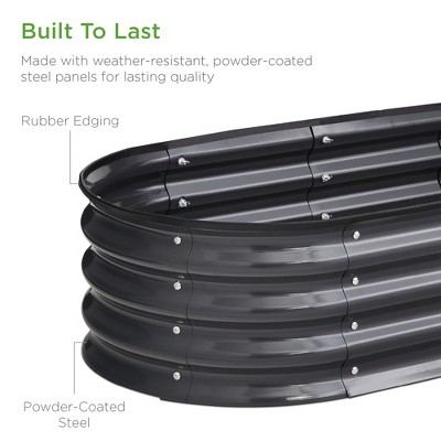 Charcoal Oval Steel Outdoor Raised Garden Bed Planter Box