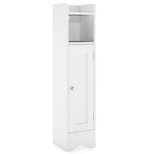 Costway Bathroom Storage Cabinet with Door Toilet Paper Holder Stand for Small Spaces Black/Gray/White - 1 of 4
