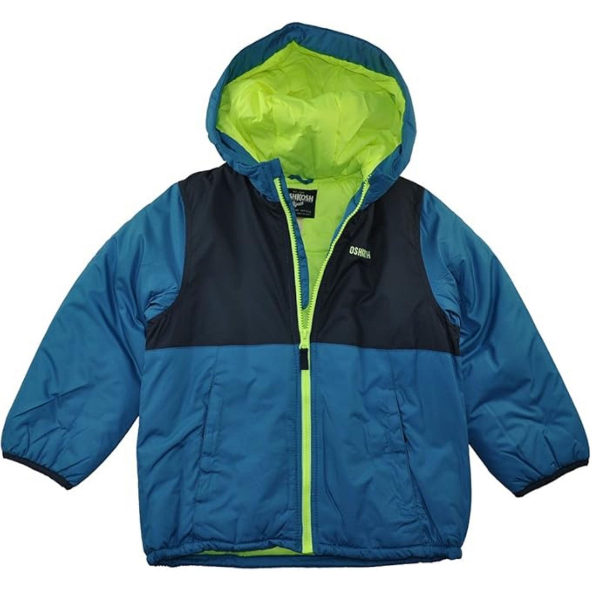OshKosh B'Gosh Little Boys' Heavyweight Polyester Puffer Jacket, Teal/Black, 6