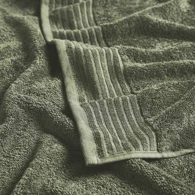 Olive Green Cotton 6-Piece Hand and Washcloth Set