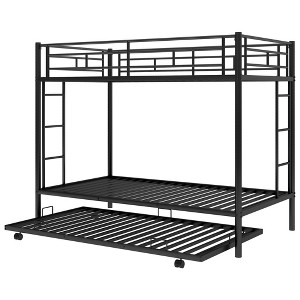 NicBex Twin Over Twin Metal Bunk Bed with Trundle and 2 Ladders for Kids,Girls,Boys - 1 of 4