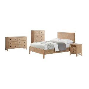 4pc Arden Wood Bedroom Set with 2 Drawer Nightstand Light Driftwood - Alaterre Furniture - 1 of 4