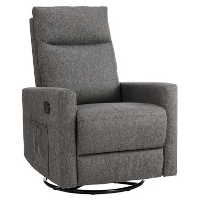 FONTOI Swivel Recliner Chair, Glider Nursery Chair for Living Room with Extra Large Footrest, High Back, Gray, 62.9"*40.1"*327.9"