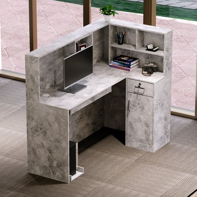 FUFU&GAGA Multi - Functional Reception Counter: Exquisite Finish, Lockable Drawers – Ideal for Shops Reception Desk