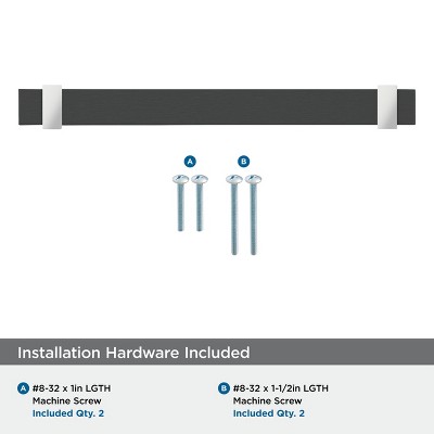 Overton 6-5/16 inch Matte Black and Polished Chrome Bar Pull