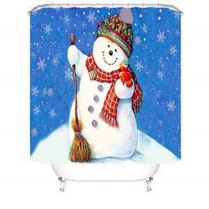 Snowman Sweeping The Floor Shower Curtains for Bathroom Waterproof Fabric Bath Curtain Durable Soft Stylish Bathroom Decor 72x72 Inch - 1 of 1