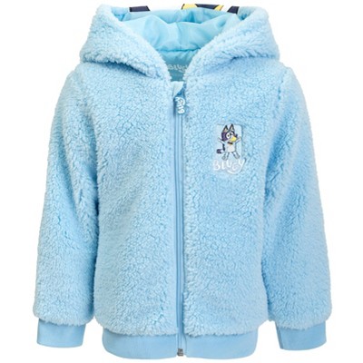 Blue Cozy Faux Shearling Zip Up Cosplay Hoodie for Toddlers