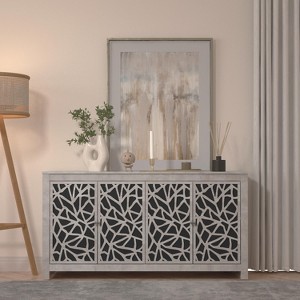 Galano Sideboard with Decorative Cut-Out Doors in Black 58.4" W × 15.7" D × 30" H - 1 of 4