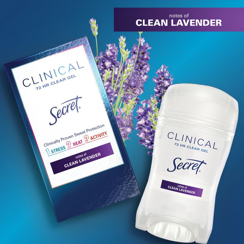 Secret Clinical Strength Clear Gel Antiperspirant and Deodorant for Women - Clean Lavender - 2.6oz, 6 of 16