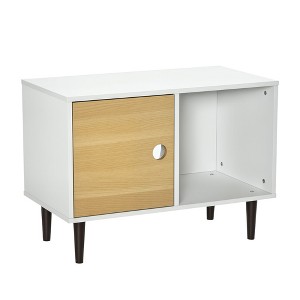 Skyzone Modern Wooden Cat House with Soft Cushion, Elevated Kitten Condo Side Table with Storage & - 1 of 4