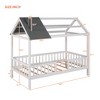 Luxystar Twin Size Wood House Bed with Fence for for Kids' Rooms - 2 of 4
