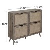 TIRAMISUBEST 4-Door Shoe Cabinet - Dark Grey Rattan, Space-Saving (41"W x 35"H) - 4 of 4