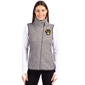 Milwaukee Brewers Cutter & Buck Mainsail Sweater Knit Womens Asymmetrical Vest - 1 of 1