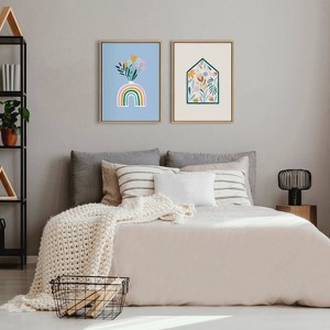 18" x 24" Sylvie Happy Flowers Framed Canvas by Duchess Plum Natural: Kate & Laurel, Vertical Wall Decor, Nature Inspired - 1 of 4