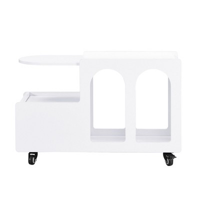 NicBex Modern Narrow Coffee Table with Lockable Wheels and Multilayer Storage for Living Room and Office
