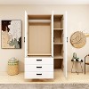 Livelylodge 3-Door Freestanding Wardrobe Armoire with Hanging Rod - White - image 3 of 4