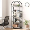 5 Tier Open Bookshelf, Industrial Arched Bookcase Display Shelf Racks, Wooden Bookcase Storage Shelves Metal Frame, Tall Storage Organizer, Black - 4 of 4