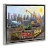 Stupell Industries Construction Trucks Skyline Floating Frame Canvas Art - 2 of 4