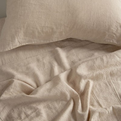 Twin Putty Heather French Linen Sheet Set