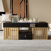 Luck Live Modern 47.2-Inch Indoor & Outdoor Natural Gas Fire Pit Coffee Table with Tempered Glass Wind Shield, Double Storage Drawers & Metal Frame - 3 of 4