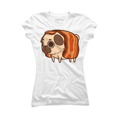 Junior's Design By Humans Puglie Bacon Strip By Puglie T-Shirt