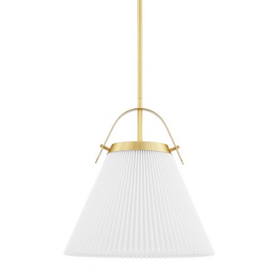 Aldridge Aged Brass 1-Light Pendant with Belgian Linen Shade