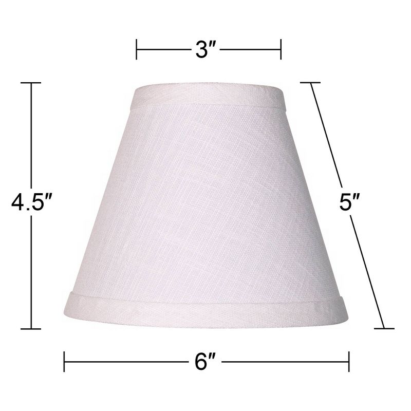 Springcrest Set of 6 Hardback Empire Lamp Shades White Linen Small 3" Top x 6" Bottom x 5" High Candelabra Clip-On Fitting, 6 of 8