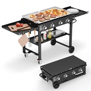 SKONYON 4-Burner Gas Grill 60000 BTU Propane Griddle with Side Board - 1 of 4