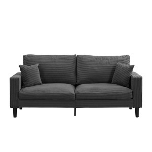NicBex 74.8 Inch Corduroy High Resilience 3-Seater Sofa with 2 Throw Pillows for Living Room,Bedroom,Apartment - 1 of 4