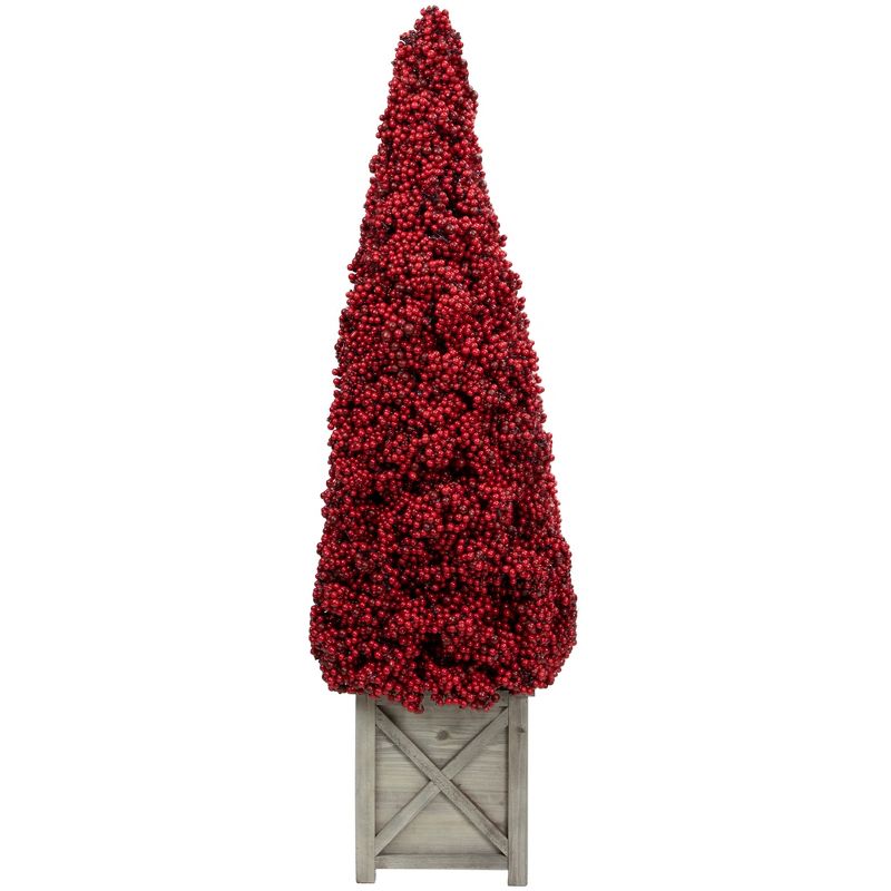 Allstate Floral 3.3 FT Red Berry Cone Potted Christmas Topiary, 1 of 6