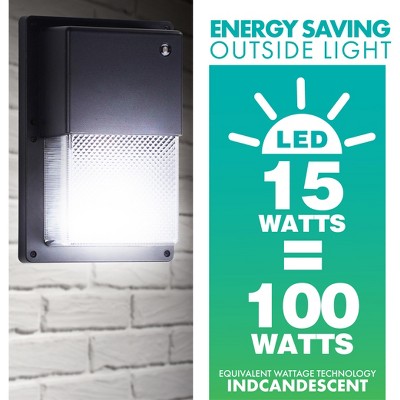 Black Energy Star LED Wall Pack Light with Dusk-to-Dawn Sensor