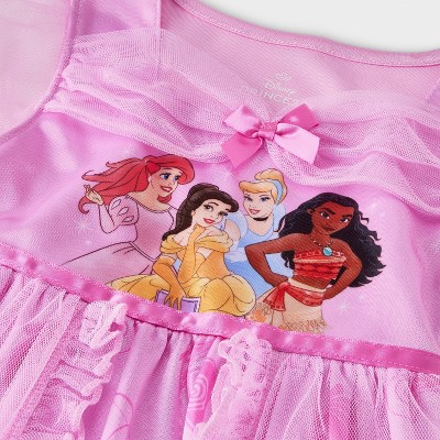 Disney - Brandclub - Toddler Girls' Disney Princess NightGown - Pink  4T: Short Sleeve Crew Neck, Flame-Resistant, Machine Washable Pajamas
