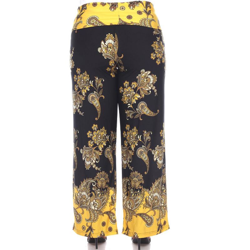 Women's Plus Size Floral Paisley Printed Palazzo Pants - White Mark, 3 of 4