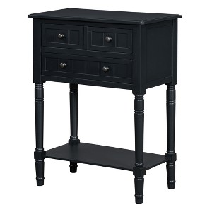 VYNXARIA Narrow Console Table, Slim Sofa Table with Three Storage Drawers and Bottom Shelf for Living Room, Easy Assembly (Black) - 1 of 4
