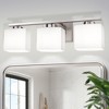DORESshop 22 in. 3 Light Nickel Modern Square Vanity Light for Bathroom, Bedroom, Hallway with Milk White Glass Shades - 3 of 4
